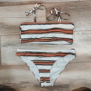 SOLD IN BUNDLE striped swimsuit tie strap bikini